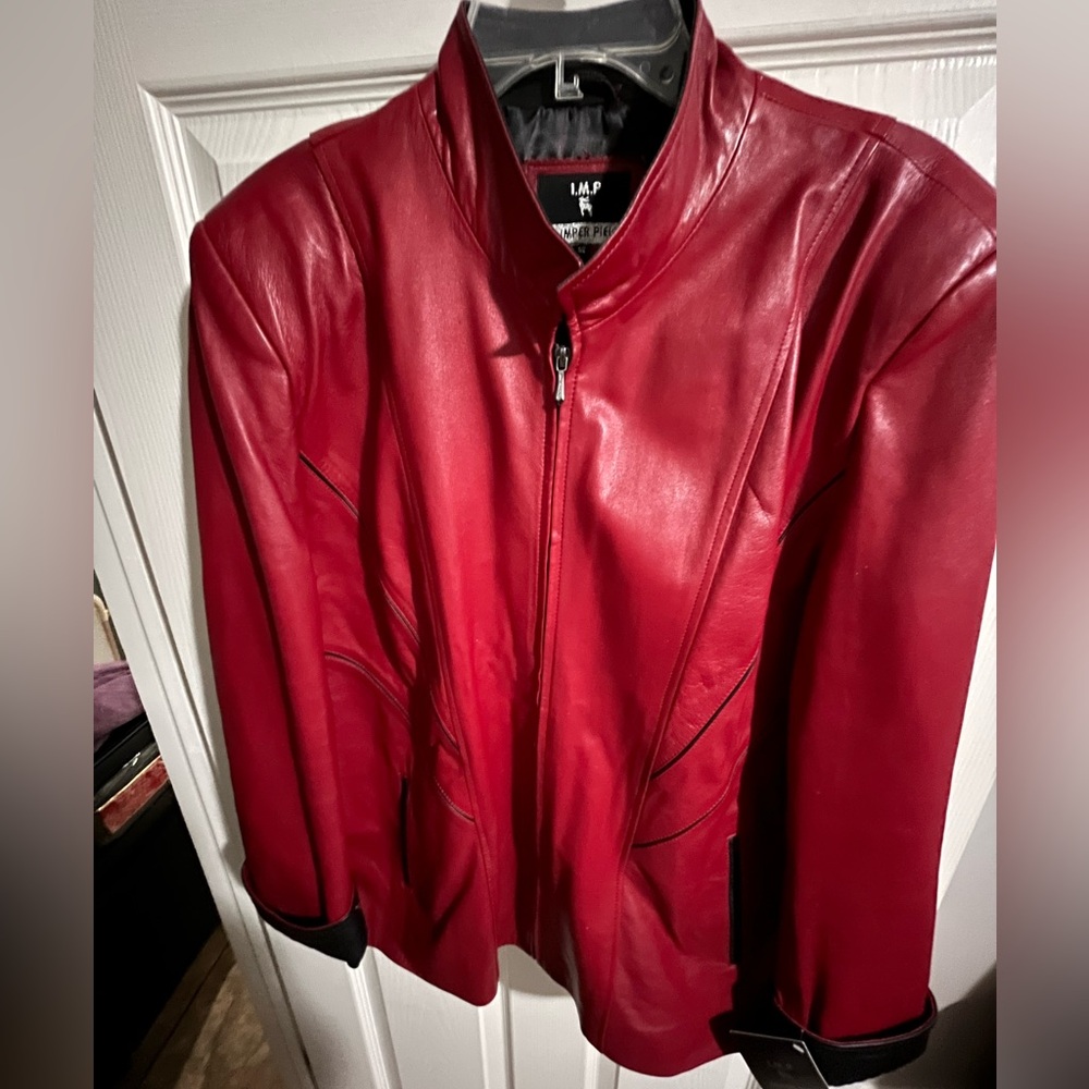 I.M.P Woman’s red Leather Jacket NWT Size 52